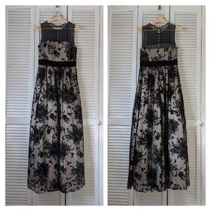 Eliza J Mesh Embroidered Floral Maxi Dress